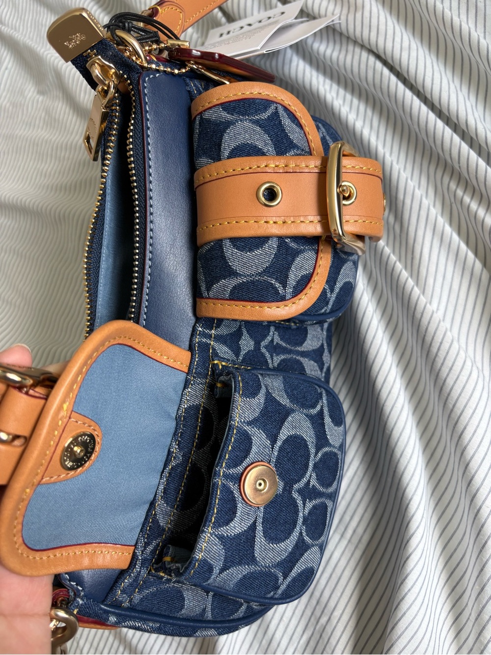 Coach Outlet Signature Denim Ashton Shoulder Bag - Picture 10 of 12